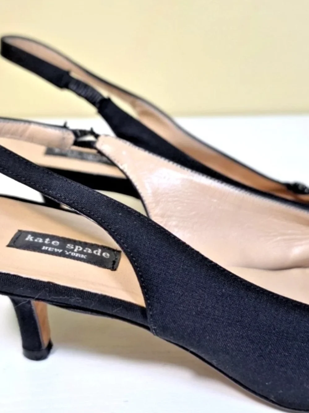 kate spade Black Sequin-Trim Slingback Pointed Flats Vintage